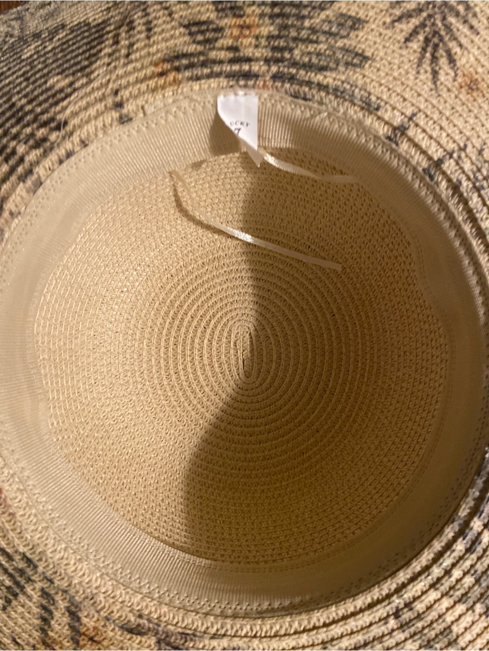 Lucky Brand Beige Woven Straw Sun Hat with Coral Floral Accents-OSFM.  New - Picture 2 of 5